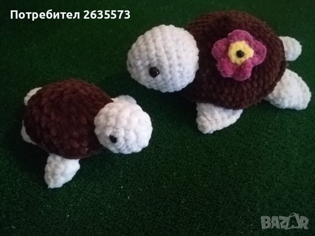 Комплект плетени костенурки, бебе и мама. , снимка 1 - Плюшени играчки - 44435735