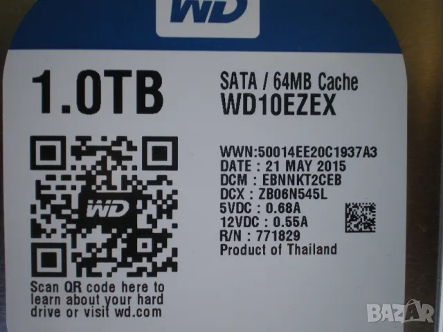 Хард диск 1TB Western Digital WD10EZEX, SATA 6Gb/s, 7200rpm, 64MB кеш, 3.5", снимка 4 - Твърди дискове - 50067073