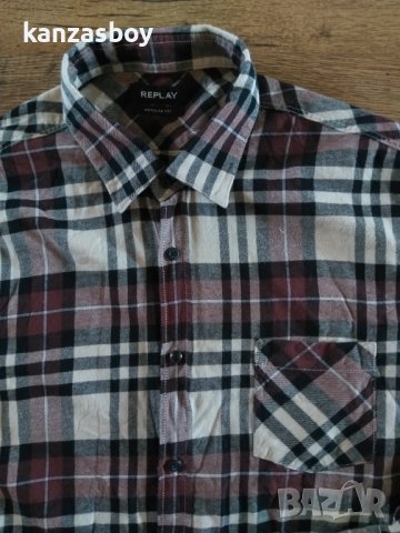 Replay Long Sleeve Shirt Brow - страхотна мъжка риза КАТО НОВА ХЛ, снимка 3 - Ризи - 42251327