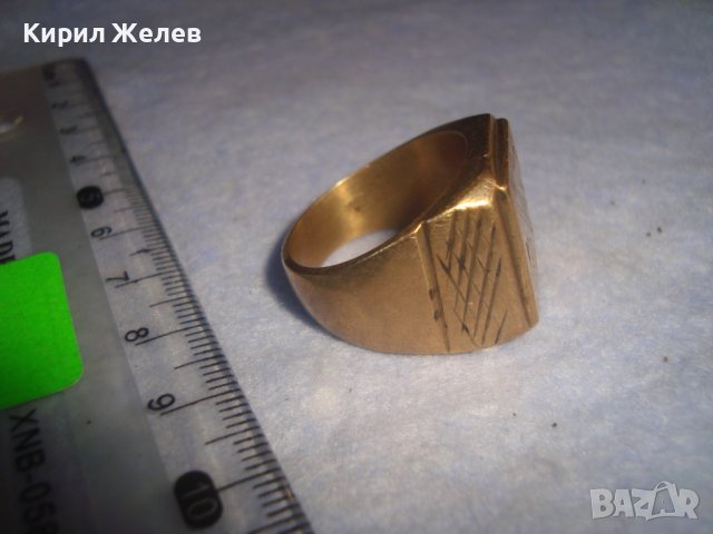 СТАР ПОЗЛАТЕН БРОНЗОВ РЕТРО АРТ ДЕКО ПРЪСТЕН с ПЕЧАТИ 18К 750 за КОЛЕКЦИЯ МАЙСТОРСКА ИЗРАБОТКА 24260, снимка 10 - Антикварни и старинни предмети - 37395518