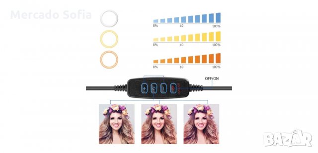 Регулируема ринг лампа с трипод и 120 LED лампички, Deluxe, снимка 3 - Селфи стикове, аксесоари - 34434436