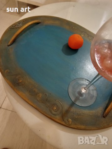 арт- плато  за сервиране в тюркоазеносиньо, снимка 6 - Декорация за дома - 34145732
