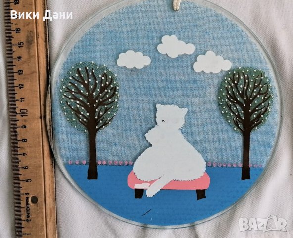 стъкло пано с котки автор Франция за окачване, снимка 3 - Пана - 31482502