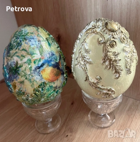 Декорация за Великден, яйца с декупаж, снимка 3 - Декорация за дома - 53980069
