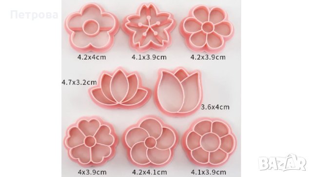 Пластмасови резци – релефни – цветя – 8 бр., снимка 2 - Форми - 44493034