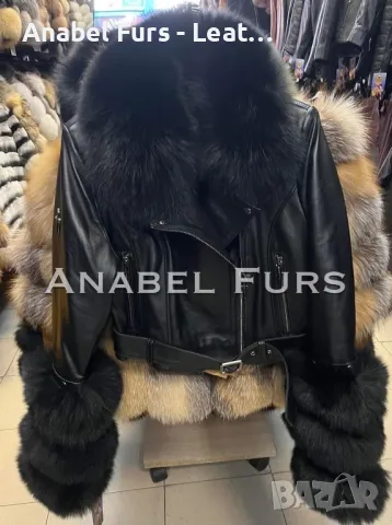 Дамски кожени якета с естествен косъм, снимка 5 - Якета - 48531338