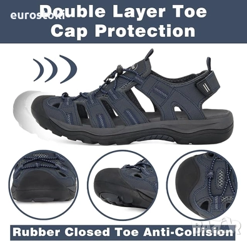 GRITION Мъжски спортни туристически сандали със затворени пръсти, водни обувки, приключенски, снимка 4 - Мъжки сандали - 52457877