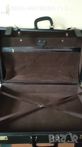 Presto огромен кожен куфар черен със златист обков, снимка 10 - Куфари - 51679566