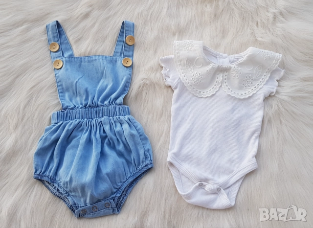 Бебешки дънков гащеризон и боди с якичка 0-3 месеца , снимка 12 - Бебешки гащеризони - 51756902