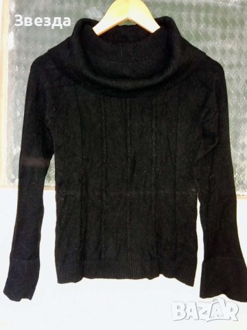 Пуловер с шал яка с ликра