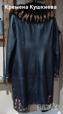 Дамско палто от естествена кожа с прекрасна яка естествен косъм, снимка 5 - Якета - 52457697