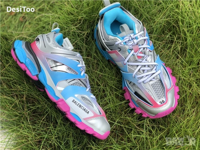 Balenciaga Track Sneaker "Silver/Blue/Pink" , снимка 6 - Маратонки - 54362646