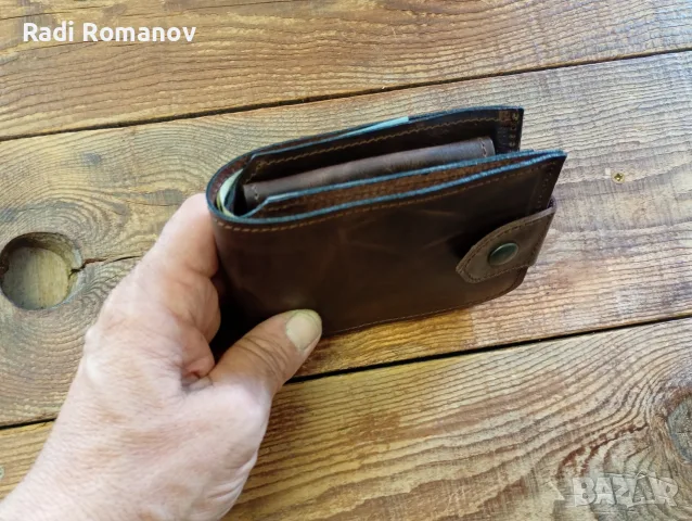 Ръчно изработен мъжки кожен портфейл , снимка 6 - Портфейли, портмонета - 55952875
