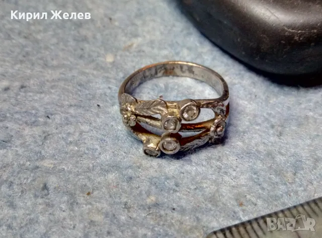 Старинен ФЛОРАЛЕН СКЪПОЦЕНЕН СРЕБЪРЕН ПРЪСТЕН СРЕБРО ВИСОКА ПРОБА с РЪЧНО ФАСЕТИРАНИ ЦИРКОНИ 48254, снимка 11 - Антикварни и старинни предмети - 48986965