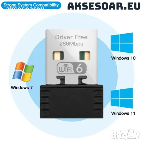 Мини USB Wi-Fi 6 адаптер AX286 WIRELESS Мрежова карта Mini USB Dongle 2.4GHz 802.11AX за интернет, снимка 5 - Мрежови адаптери - 48113480