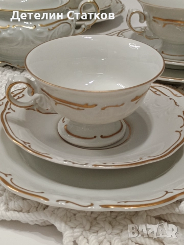 Винтидж порцеланов сервиз Wałbrzych – Полша (5 сета + захарница), снимка 3 - Сервизи - 52370130