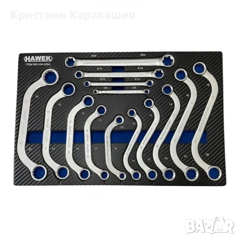 Комплект комбинирани ключове 14 части HAWEK