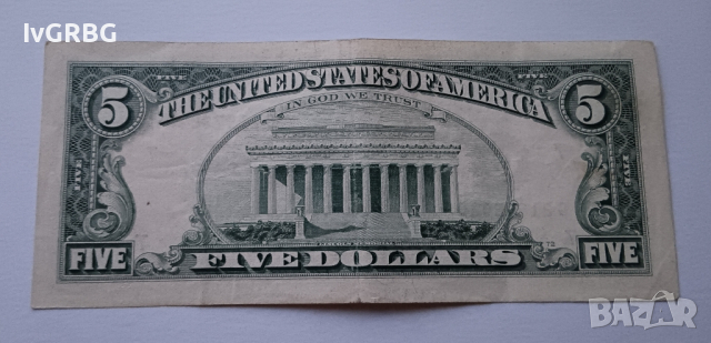 5 долара САЩ 1988 , стария вид ,,Малка глава" Банкнота от САЩ , снимка 3 - Нумизматика и бонистика - 44716882