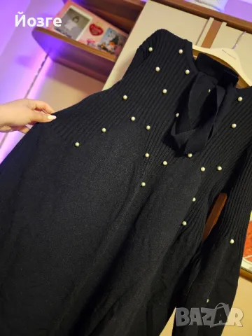 Черна рокля с колан, снимка 2 - Рокли - 49995164