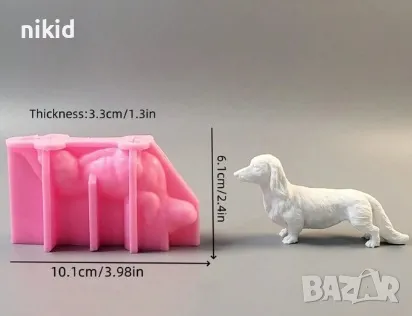 3d Куче Дакел силиконов молд форма фондан шоколад гипс сапун декор , снимка 2 - Форми - 47375004