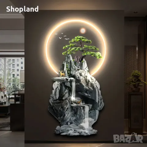 Луксозна LED стенна декорация – 3D модерна стенопис с пейзаж от кристален акрил, снимка 2 - Други - 48673711