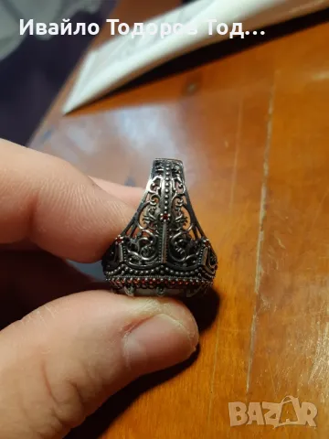 Масивен бутиков сребърен пръстен с огромен рубин, снимка 12 - Пръстени - 47901663