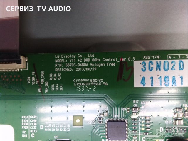 T-cont board 6870C-0480A  TV LG 42LF561V, снимка 2 - Части и Платки - 37737791