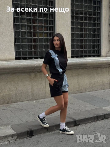 Дамски Памучен Летен Комплект С Деним👚🩳Дамски Къс Екип - 4 Налични Цвята Код A688, снимка 7 - Комплекти - 50775221