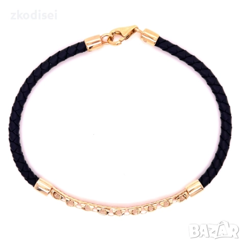 Златна гривна с кожа 5,10гр. 20,5см. 14кр. проба:585 модел:33680-2, снимка 3 - Гривни - 51480184