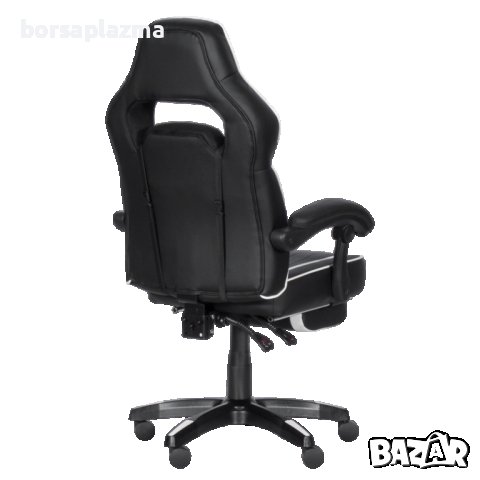 Геймърски стол Carmen 6198 с подвижна опора за крака - Черен/Бял, снимка 3 - Столове - 13559246