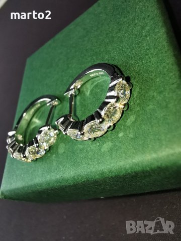 Елегантни 925 Сребърни Обеци с Мойсанити - 3 Карата!, снимка 6 - Обеци - 40521025