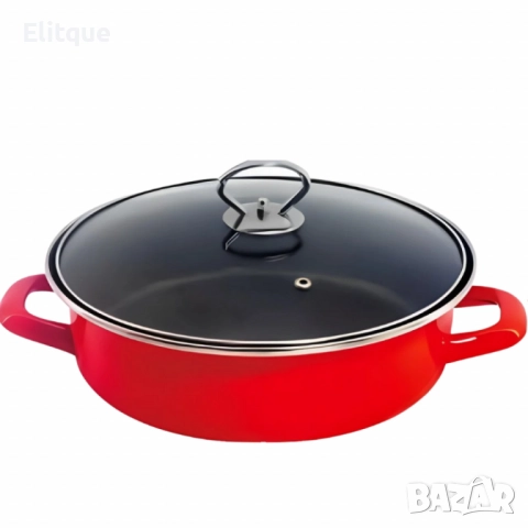 Тава с капак Rosberg, различни размери, червена/въгл.стомана с незалеп.покр., снимка 3 - Съдове за готвене - 52786791