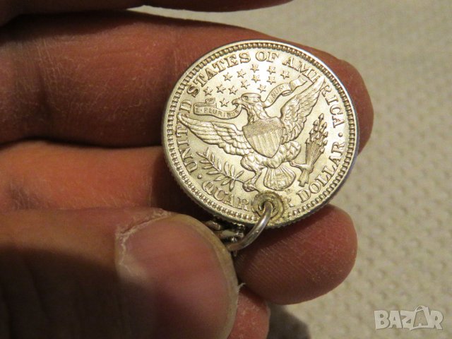 Сребърен синджир със рядък quarter dollar сребърен долар 1914 г - рядкост и ценност за ценители и ко, снимка 2 - Колиета, медальони, синджири - 30285176