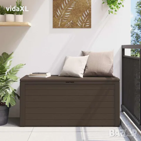 vidaXL Градински сандък за съхранение, кафяв, 116x44x55 см, снимка 2 - Ракли - 56147648