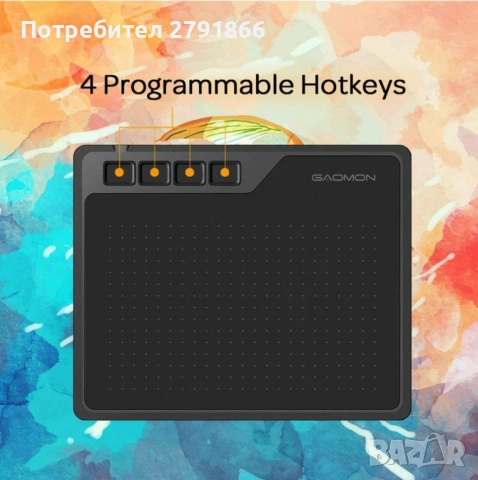 Графичен таблет GAOMON S620, 6.5 x 4 инча, с пасивна писалка 8192,4 персонализируеми ExpressKeys нов, снимка 4 - Таблети - 53922639