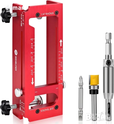Комплект инструменти за монтаж на панти за врата, подходящ за дължина от 2-1/2” до 5”