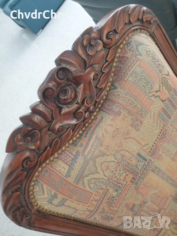 Старо кресло ръчна дърворезба 110см/висок масивен дървен стол с полакътници, снимка 8 - Антикварни и старинни предмети - 46514432