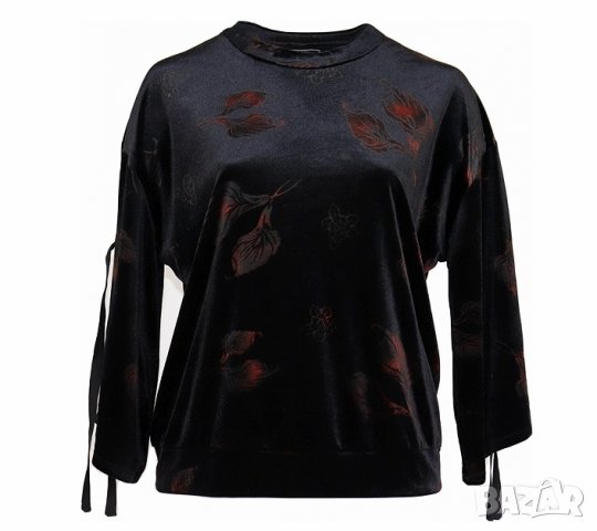 Кадифена блуза с красиви ръкави с етикет, снимка 3 - Блузи с дълъг ръкав и пуловери - 31976470