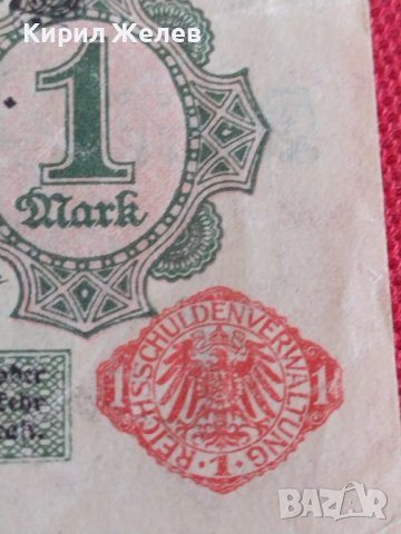 Райх банкнота 1 марка 1914г. Германия уникат за колекционери 28205, снимка 3 - Нумизматика и бонистика - 37144084