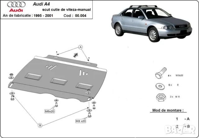 Метална кора под скоростна кутия Audi A4 B5 1994г – 2001г, снимка 2 - Аксесоари и консумативи - 50122386