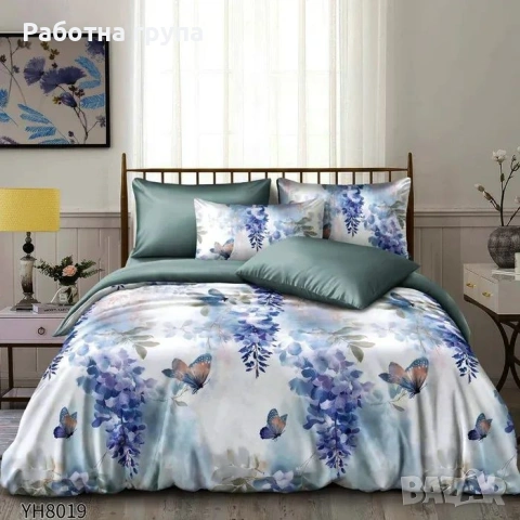 Флоралени десени от памучен сатен с ластик , снимка 2 - Спално бельо - 54072789