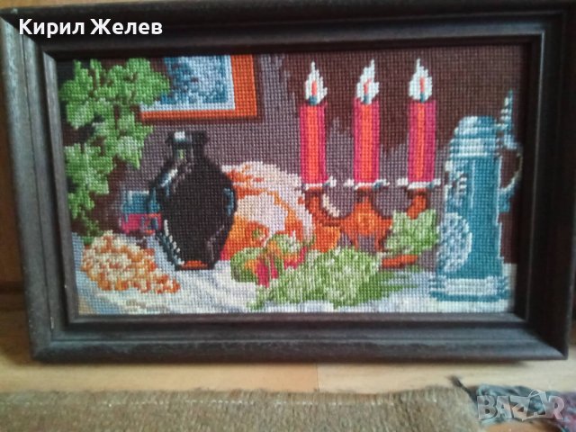 СТАР ГОБЛЕН ПРАЗНИЧНА НОВОГОДИЩНА ТРАПЕЗА ГЕРМАНИЯ в ДЪРВЕНА РАМКА 30916