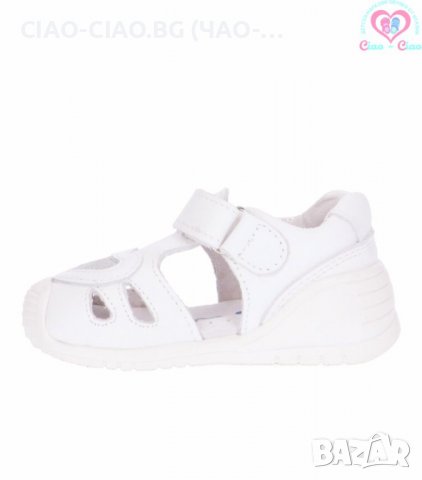Бебешки сандали за момиче от Естествена кожа, бели с брокатено сърце BUBBLE KIDS, снимка 9 - Детски сандали и чехли - 37161854