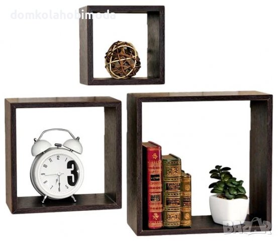 Комплект 3 броя рафтове, налични два цвята, Скрит монтаж, снимка 4 - Стелажи и щандове - 36832135