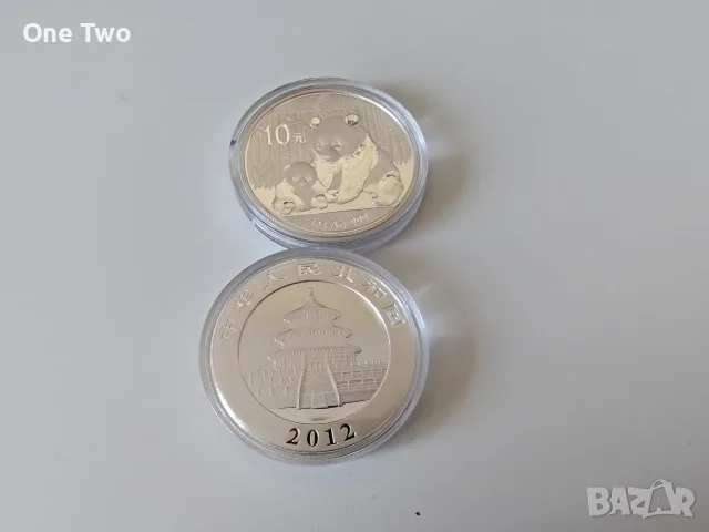 Сребърна монета, 1 oz Китайска панда 2012, 99.9% сребро, снимка 5 - Нумизматика и бонистика - 56208311