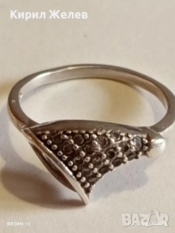 Стилен красив сребърен фешън АРТ пръстен с инкрустирани кристали 52681, снимка 7 - Пръстени - 53059718