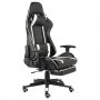 Въртящ геймърски стол с подложка за крака, бял, PVC, снимка 1 - Столове - 38209291