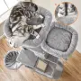 Драскалка за котки Light Gray 206 см – XXL катерушка с 2 къщички, хамак и площадки, снимка 3