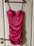 Нова елегантна официална парти коктейлна розова цикламена рокля тип бюстие сатен сатенена Oh Polly, снимка 1