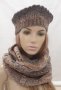 Кафяв дамски плетен комплект от шал и шапка марка Bonnet, снимка 2